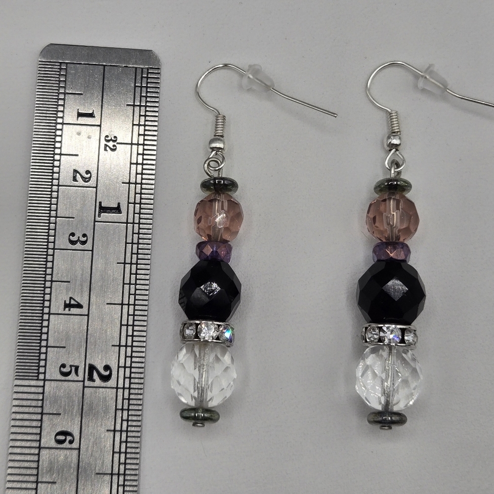 Crystal Dangle Earrings Made with Swarovski Crystals Silver Overlay - Picture 4 of 4